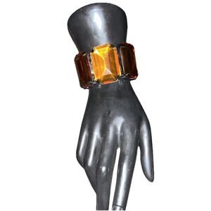 Vtg 80s 90s Bold Chunky Faux Gem Stretch Bracelet Retro Mob Wife Old Money Glam